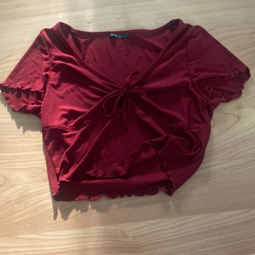 SHEIN Lettuce Trim Knot Front Top